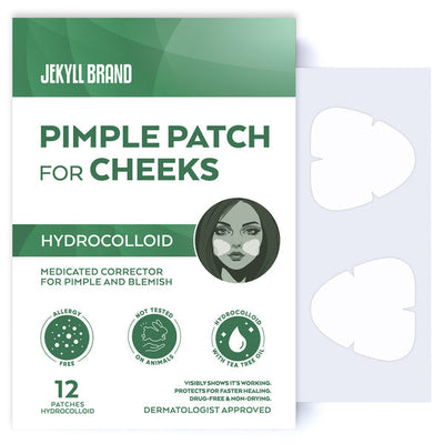 Jekyll Brand Cosmetics™ | Pimple Patch for Cheeks (12 counts) | Medical Grade Hydrocolloid