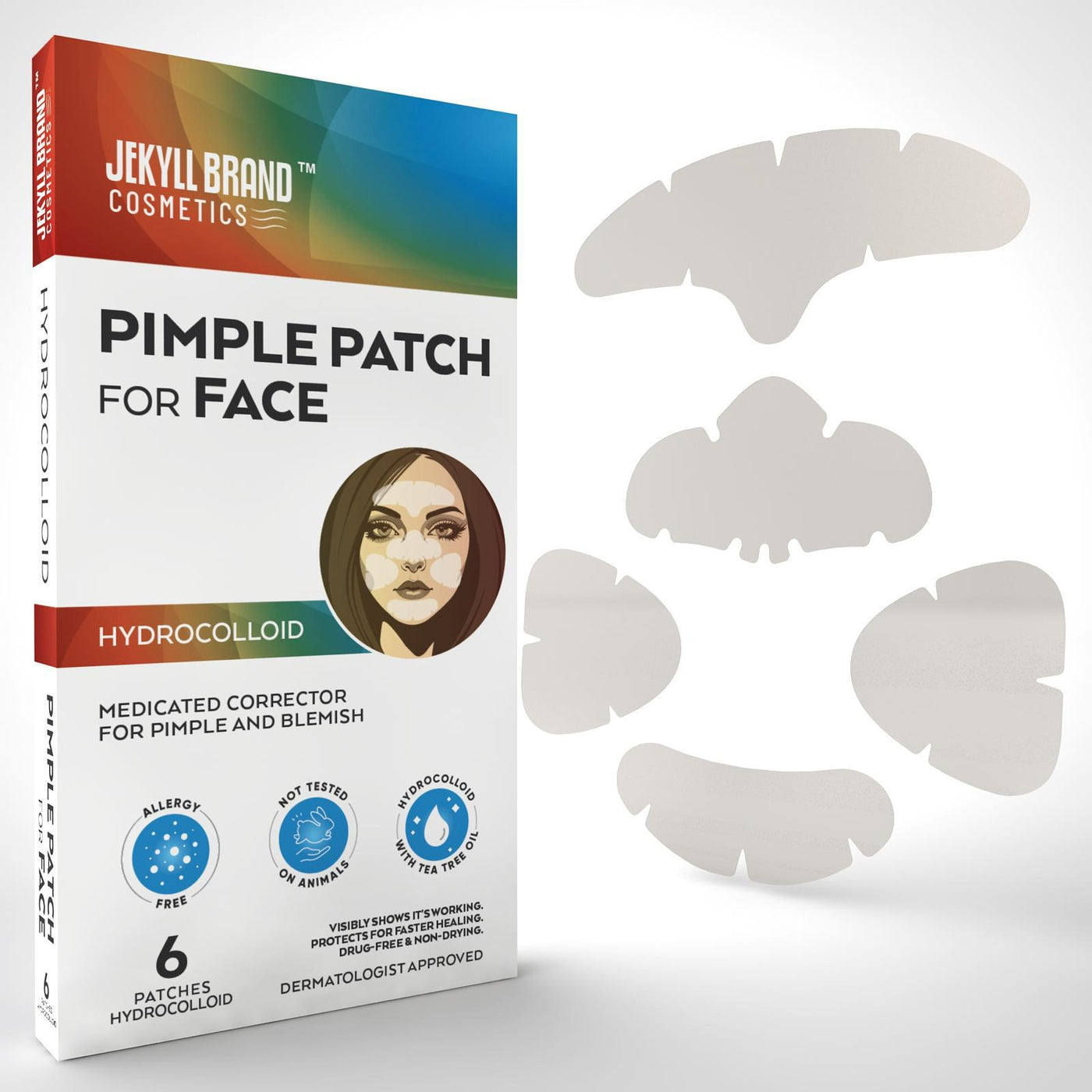 JHydrocolloid Full-Face Pimple Patch – Acne & Blemish Treatment for Sensitive Skin, Nose, Forehead, Chin & Cheeks