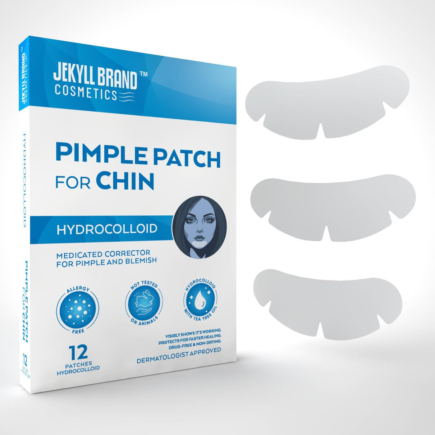 Chin Acne Patch for Pimples & Blemishes – Hydrocolloid Acne Spot Treatment for Jawline, Chin, and Lower Face