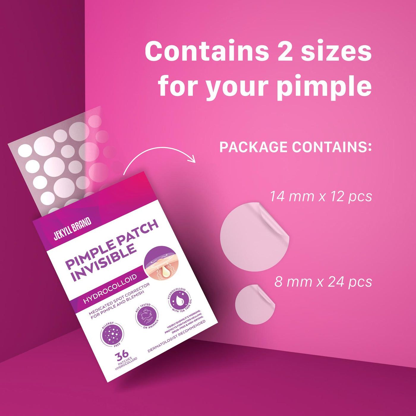 Pimple Patches for Acne & Blemishes – Hydrocolloid Spot Treatment for Pimples, Breakouts, Sensitive Skin, Full-Face & Overnight Healing