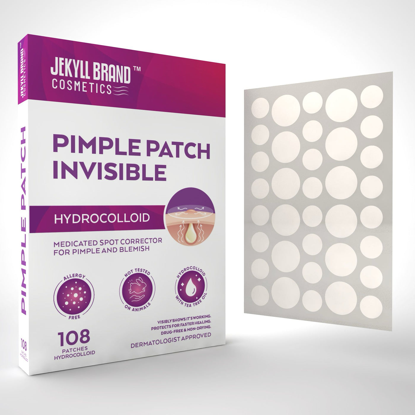Pimple Patches for Acne & Blemishes – Hydrocolloid Spot Treatment for Pimples, Breakouts, Sensitive Skin, Full-Face & Overnight Healing